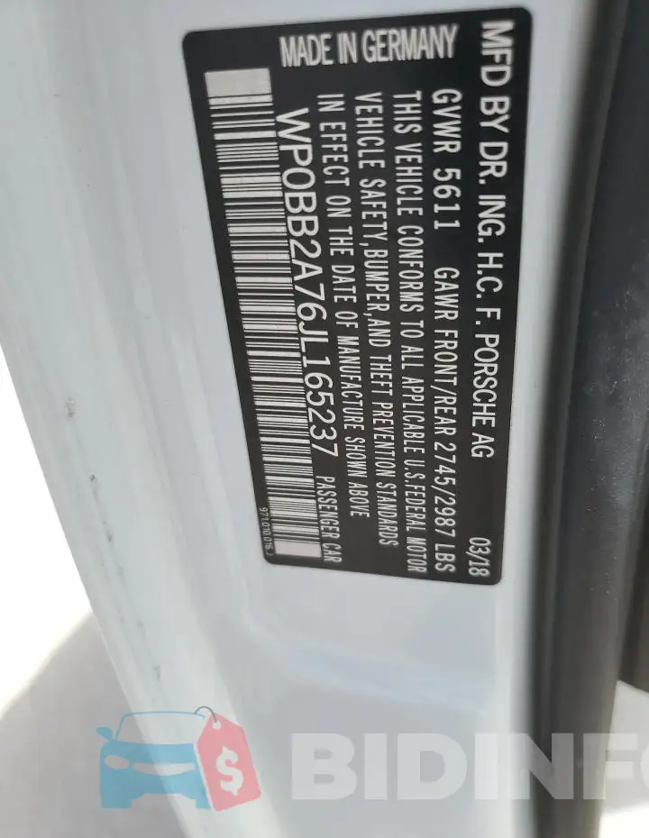 WP0BB2A76JL165237 Photo# 13