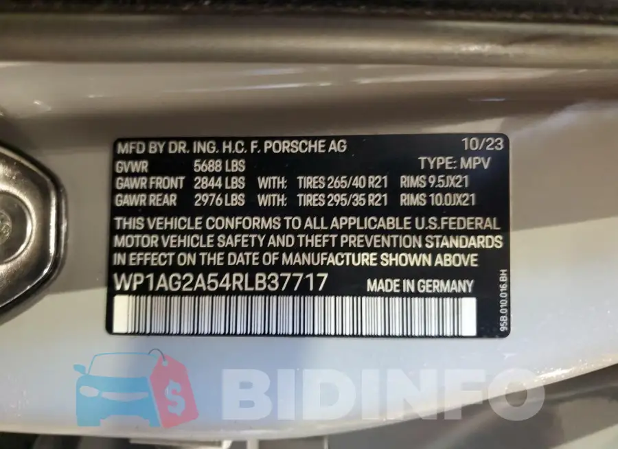 WP1AG2A54RLB37717 Photo# 13