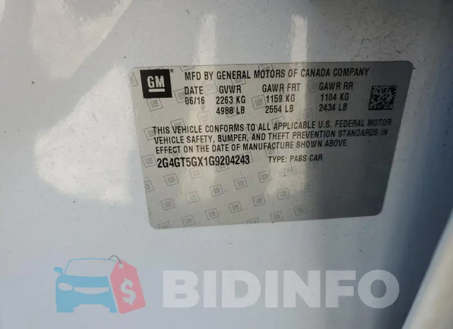 2G4GT5GX1G9204243 Photo# 13