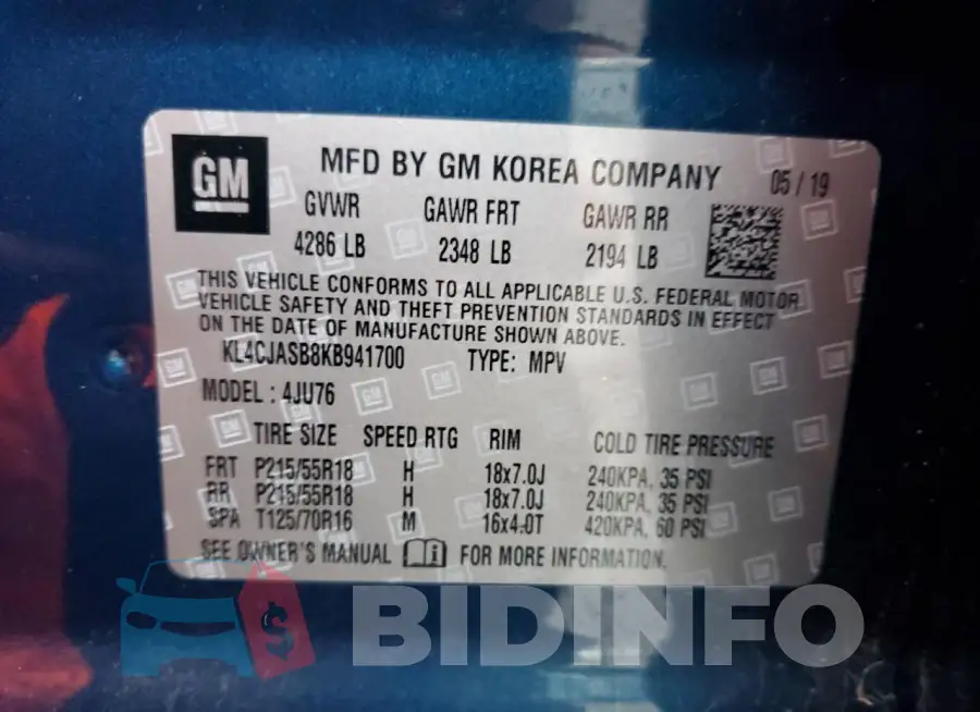 KL4CJASB8KB941700 Photo# 13