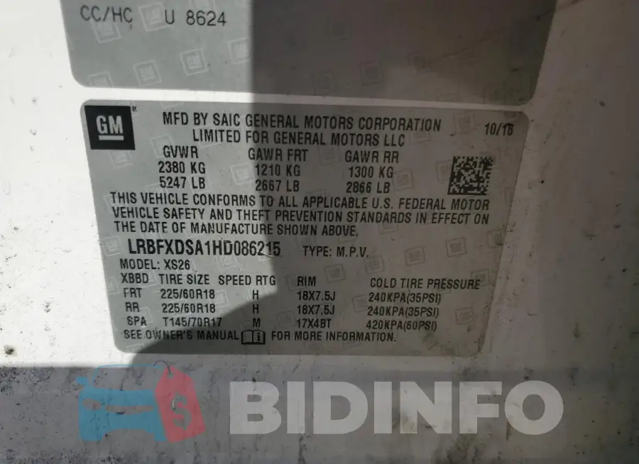 LRBFXDSA1HD086215 Photo# 13