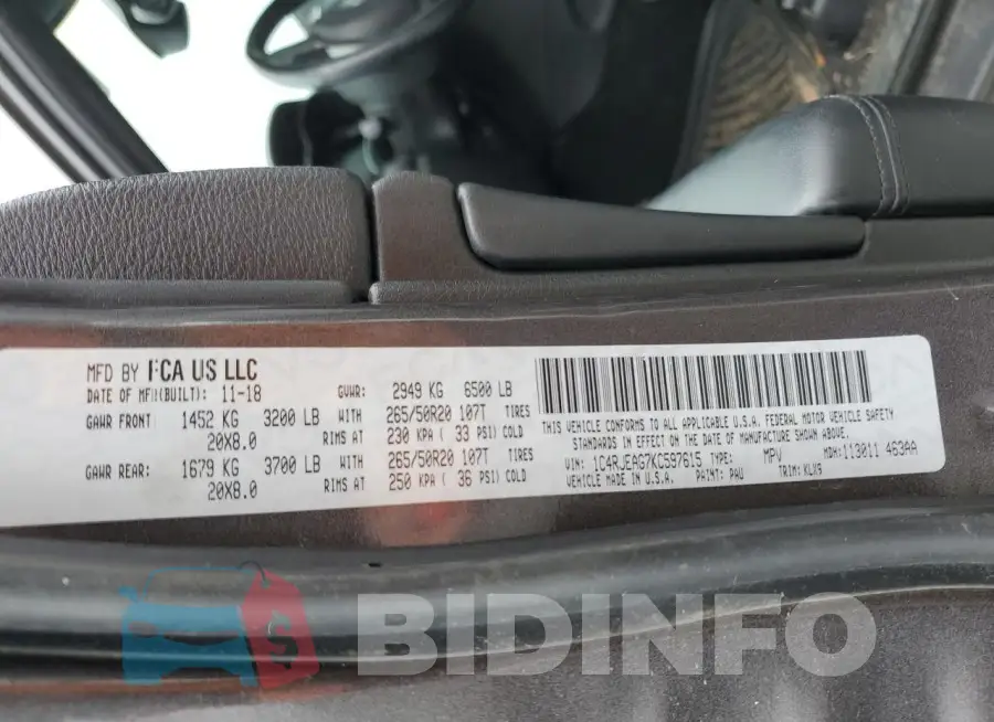 1C4RJEAG7KC597615 Photo# 13