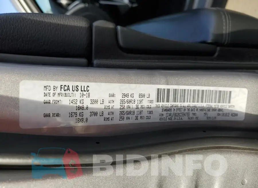 1C4RJFBG2KC594755 Photo# 13