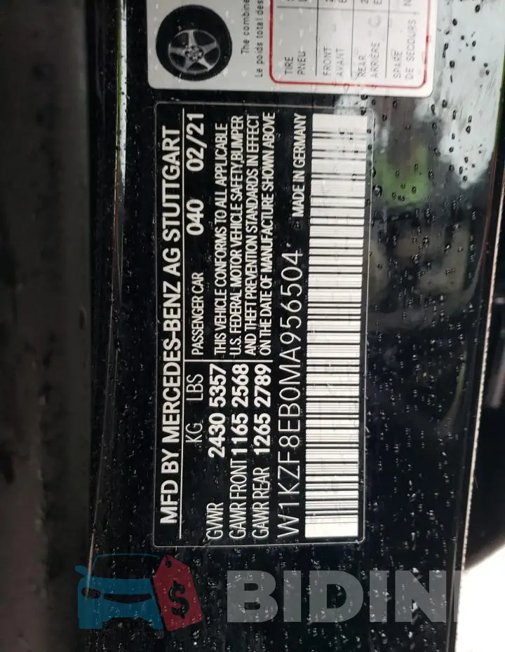 W1KZF8EB0MA956504 Photo# 12