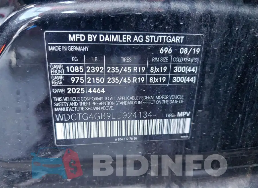 WDCTG4GB9LU024134 Photo# 13