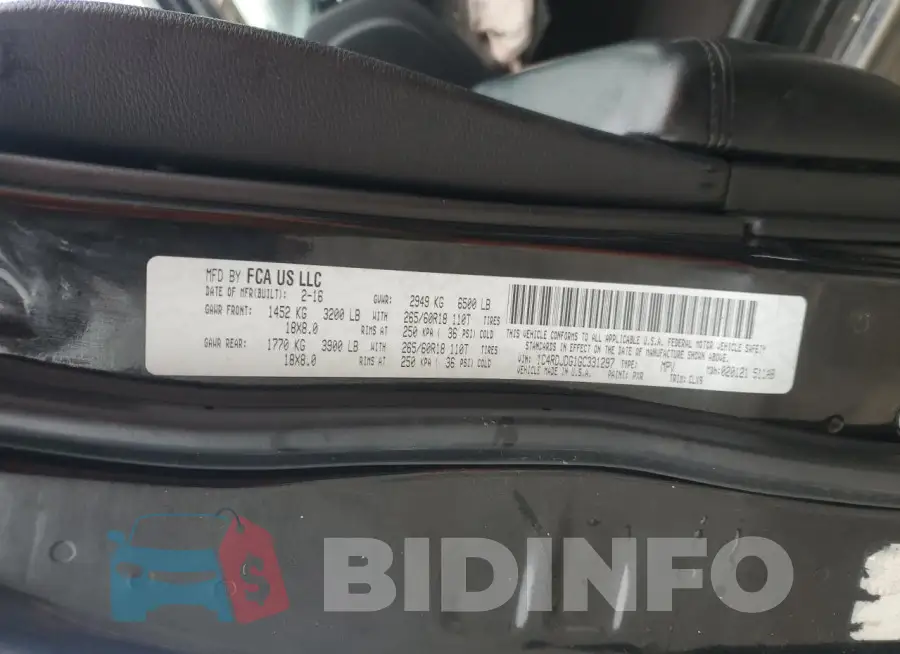 1C4RDJDG1GC331297 Photo# 13