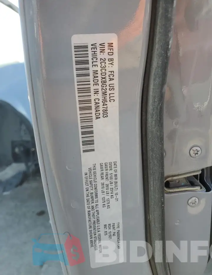 2C3CDXBG2MH647803 Photo# 12