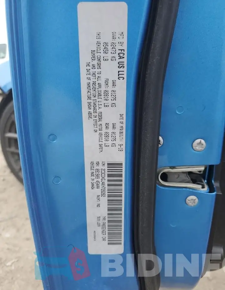 2C3CDXGJ4KH726262 Photo# 12