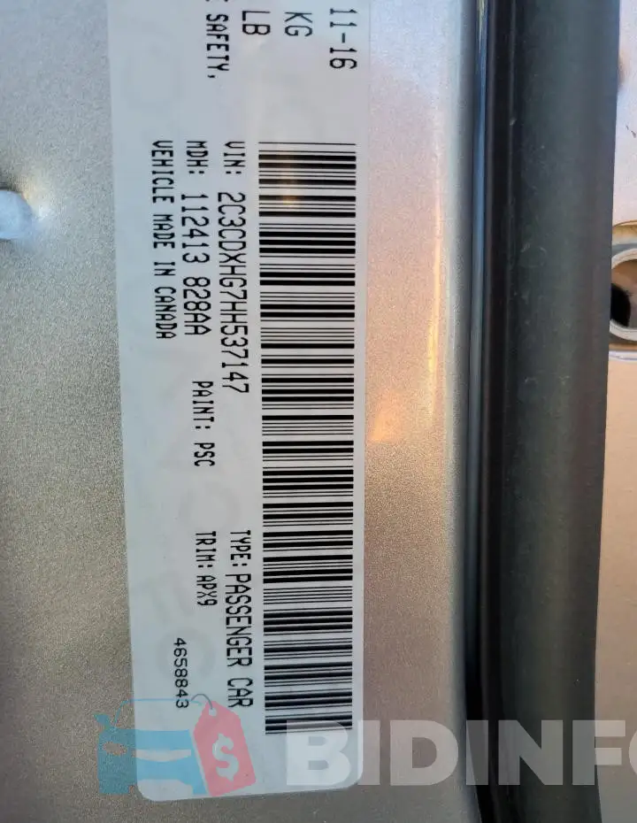 2C3CDXHG7HH537147 Photo# 13