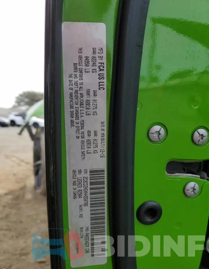 2C3CDZAGXHH550786 Photo# 13