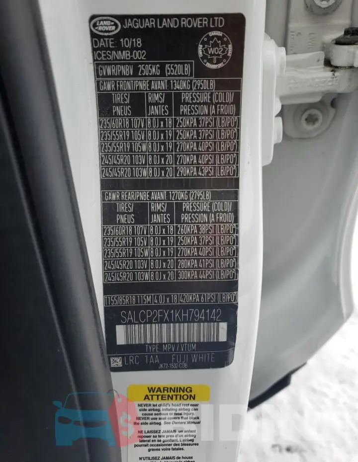 SALCP2FX1KH794142 Photo# 13
