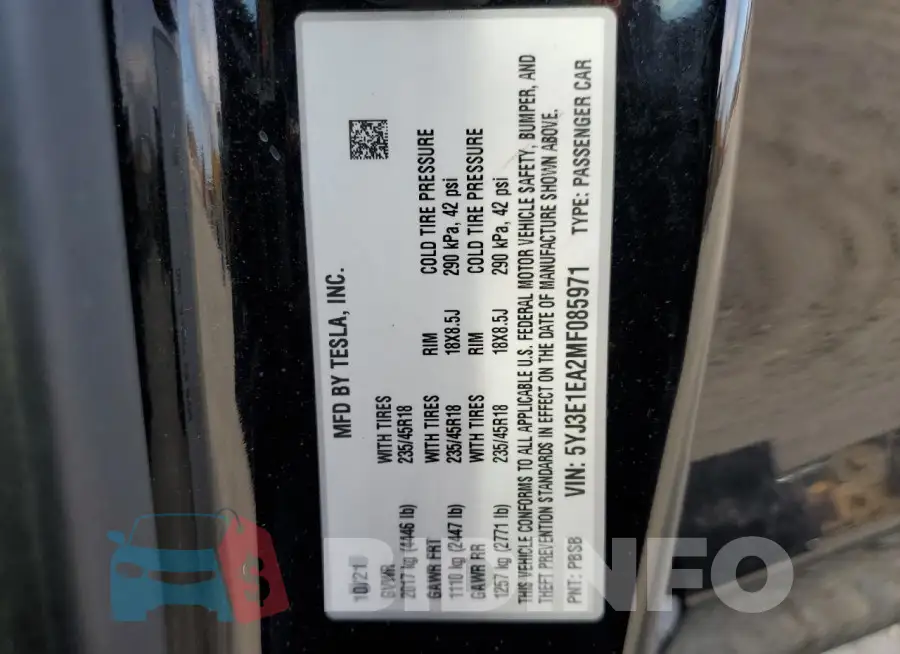 5YJ3E1EA2MF085971 Photo# 12