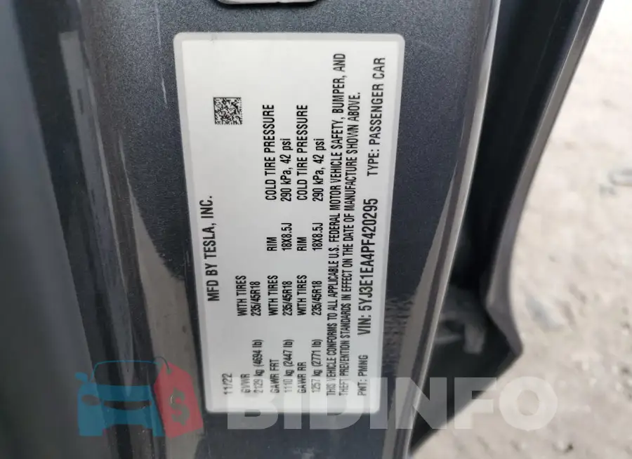 5YJ3E1EA4PF420295 Photo# 12