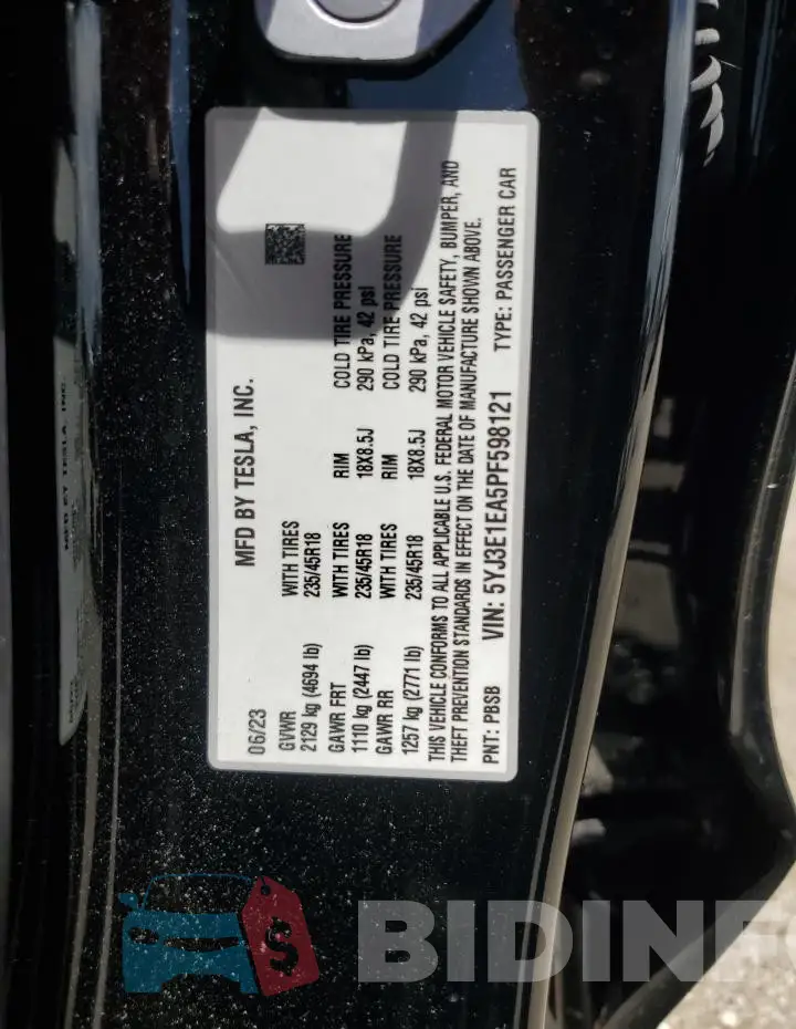5YJ3E1EA5PF598121 Photo# 12