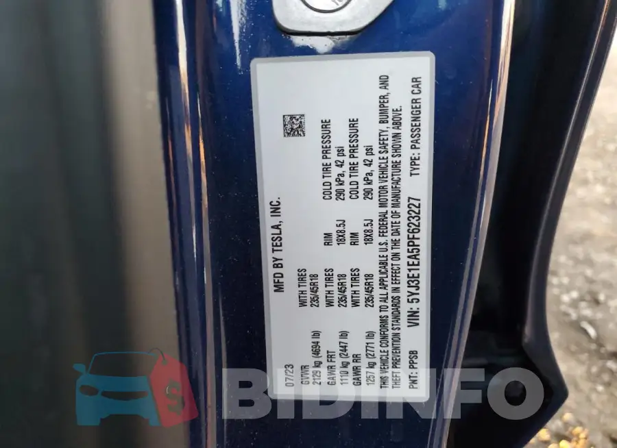 5YJ3E1EA5PF623227 Photo# 12