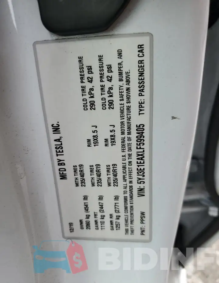 5YJ3E1EAXLF599405 Photo# 12
