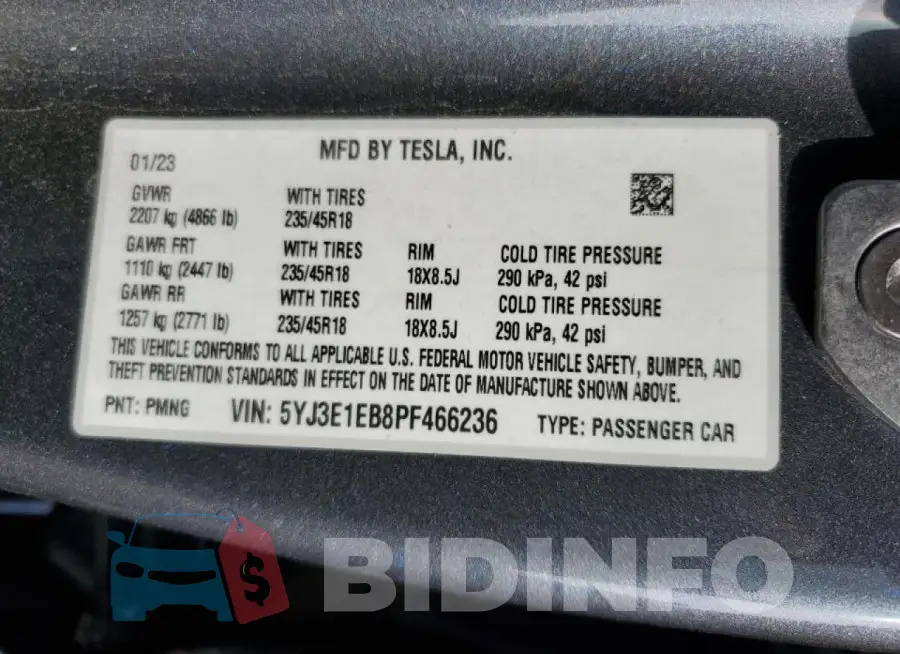 5YJ3E1EB8PF466236 Photo# 13