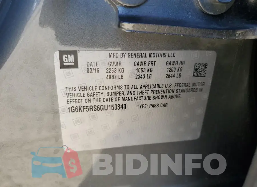 1G6KF5RS6GU150340 Photo# 12