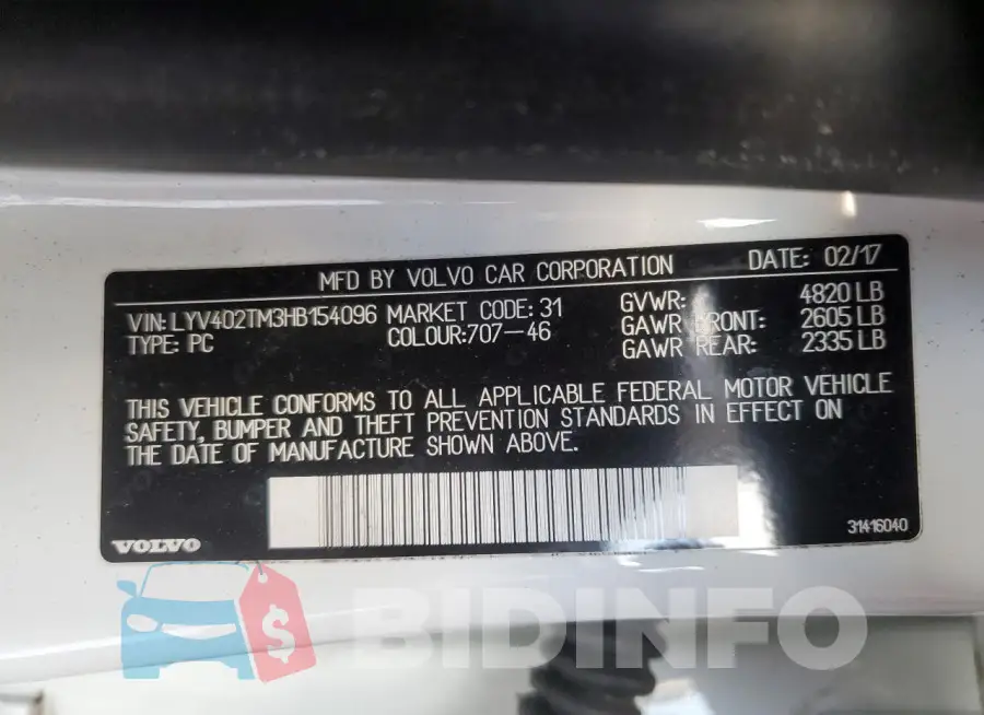 LYV402TM3HB154096 Photo# 12
