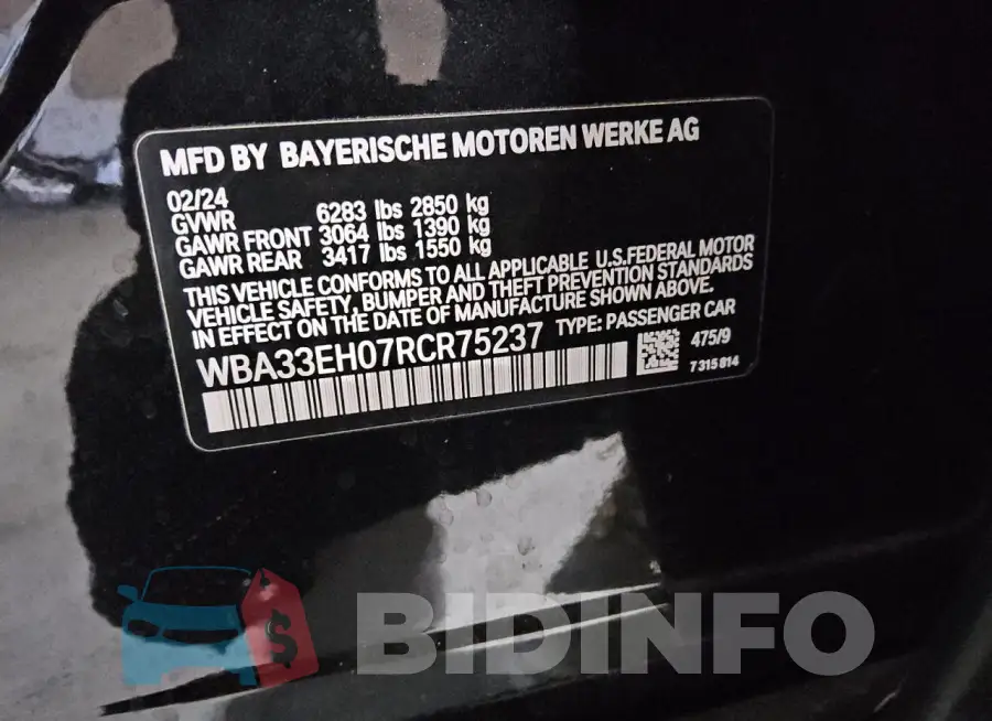 WBA33EH07RCR75237 Photo# 12