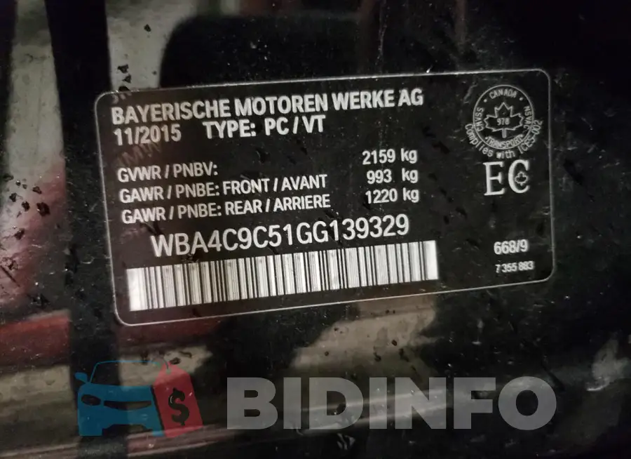 WBA4C9C51GG139329 Photo# 12