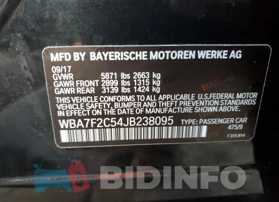 WBA7F2C54JB238095 Photo# 12