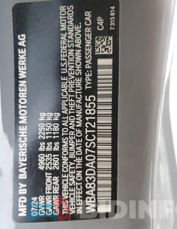 WBA83DA07SCT21855 Photo# 12