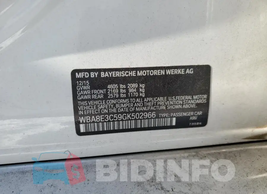 WBA8E3C59GK502966 Photo# 12