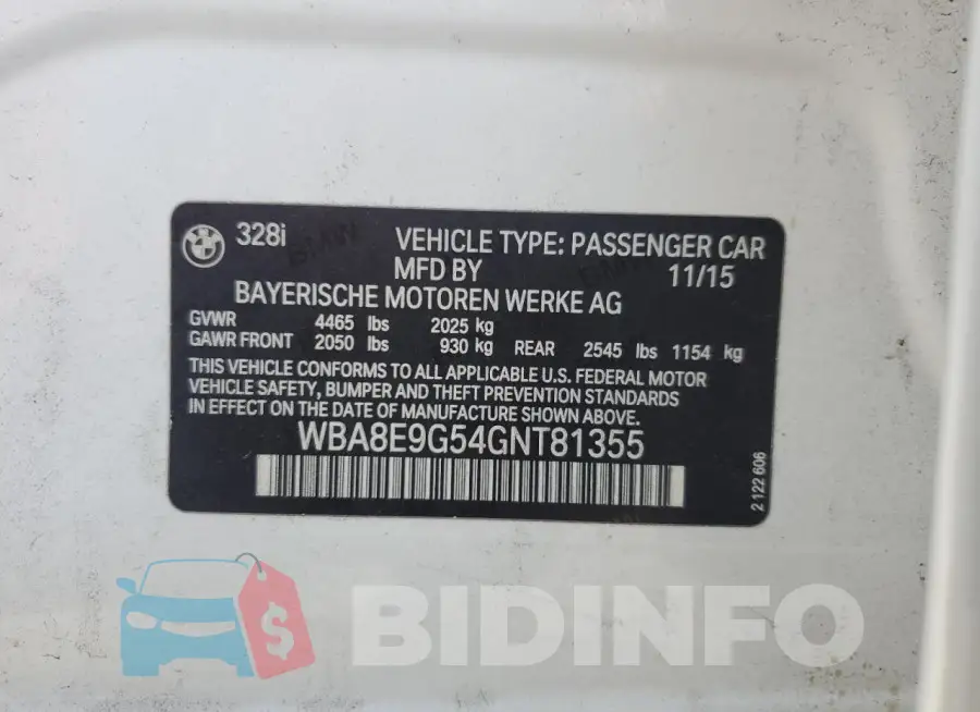 WBA8E9G54GNT81355 Photo# 12