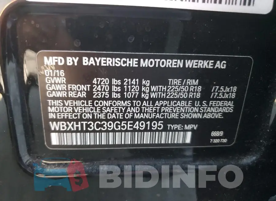 WBXHT3C39G5E49195 Photo# 13