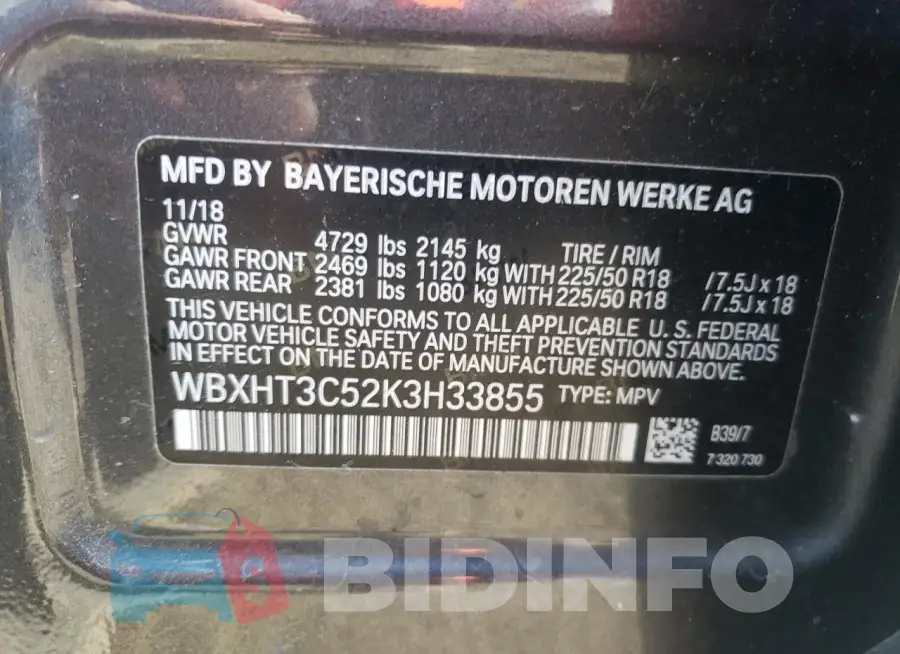 WBXHT3C52K3H33855 Photo# 13