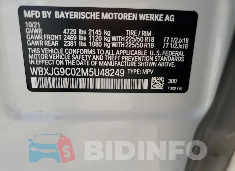WBXJG9C02M5U48249 Photo# 14