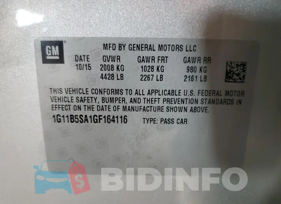 1G11B5SA1GF164116 Photo# 12