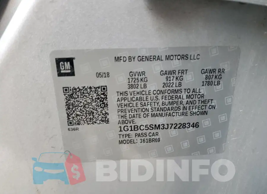 1G1BC5SM3J7228346 Photo# 12
