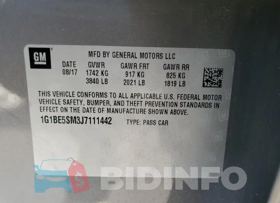 1G1BE5SM3J7111442 Photo# 12