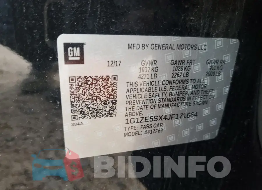 1G1ZE5SX4JF171664 Photo# 12