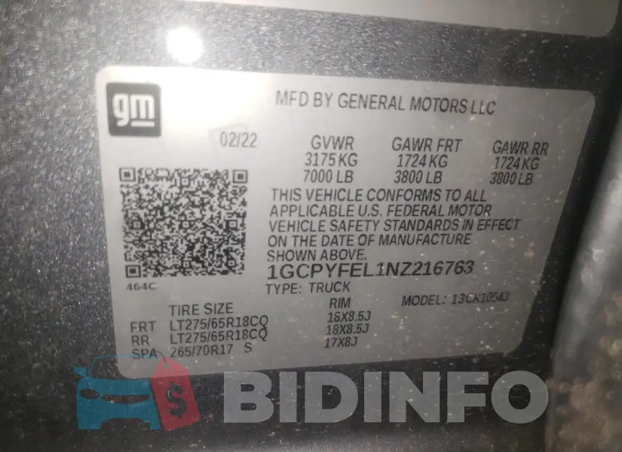1GCPYFEL1NZ216763 Photo# 12