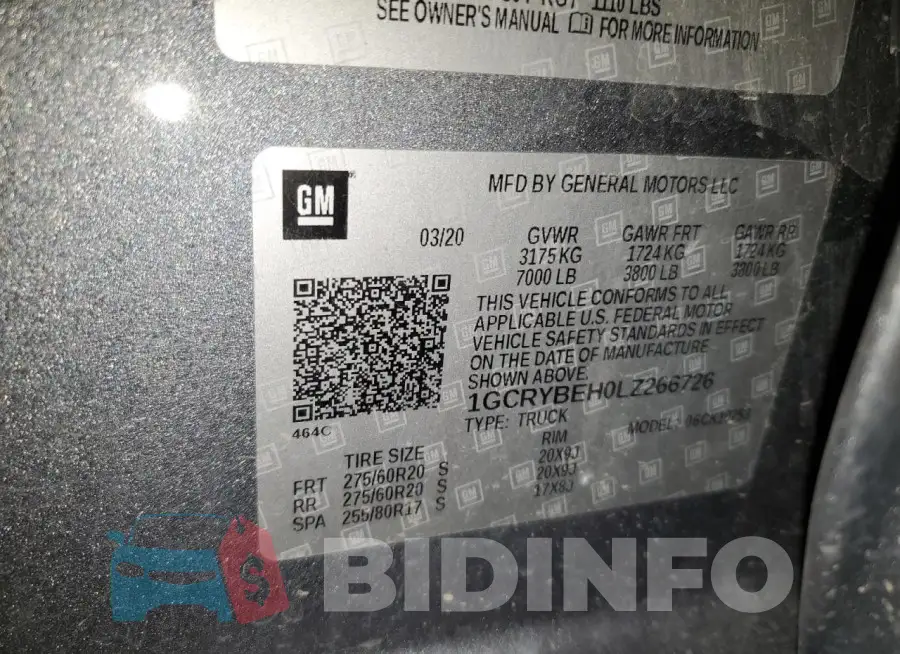 1GCRYBEH0LZ266726 Photo# 12