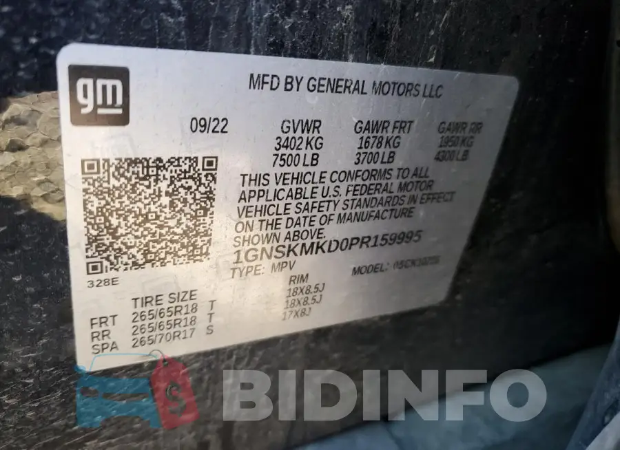 1GNSKMKD0PR159995 Photo# 14