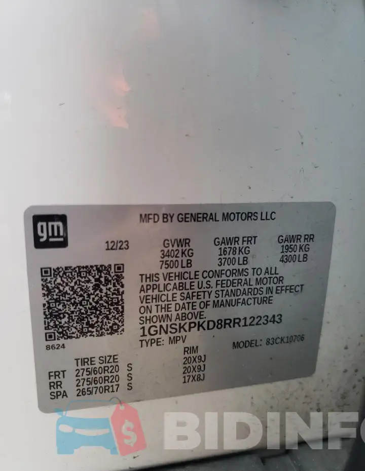 1GNSKPKD8RR122343 Photo# 13