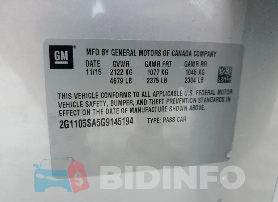 2G1105SA5G9145194 Photo# 12