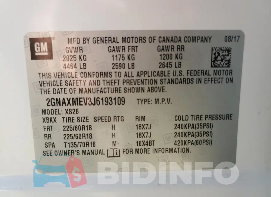 2GNAXMEV3J6193109 Photo# 13