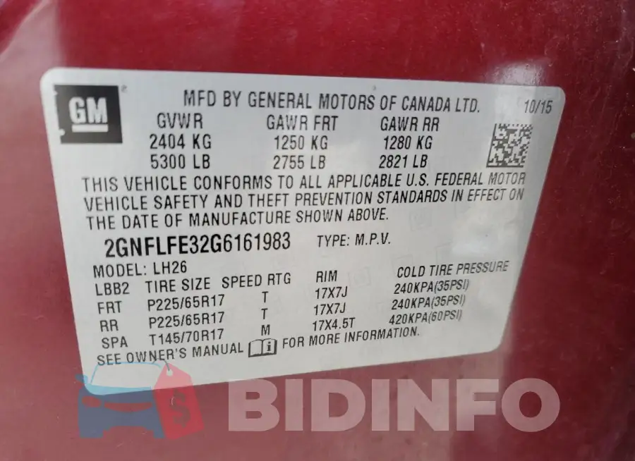 2GNFLFE32G6161983 Photo# 12