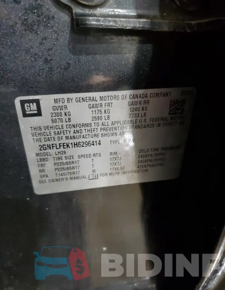 2GNFLFEK1H6296414 Photo# 13