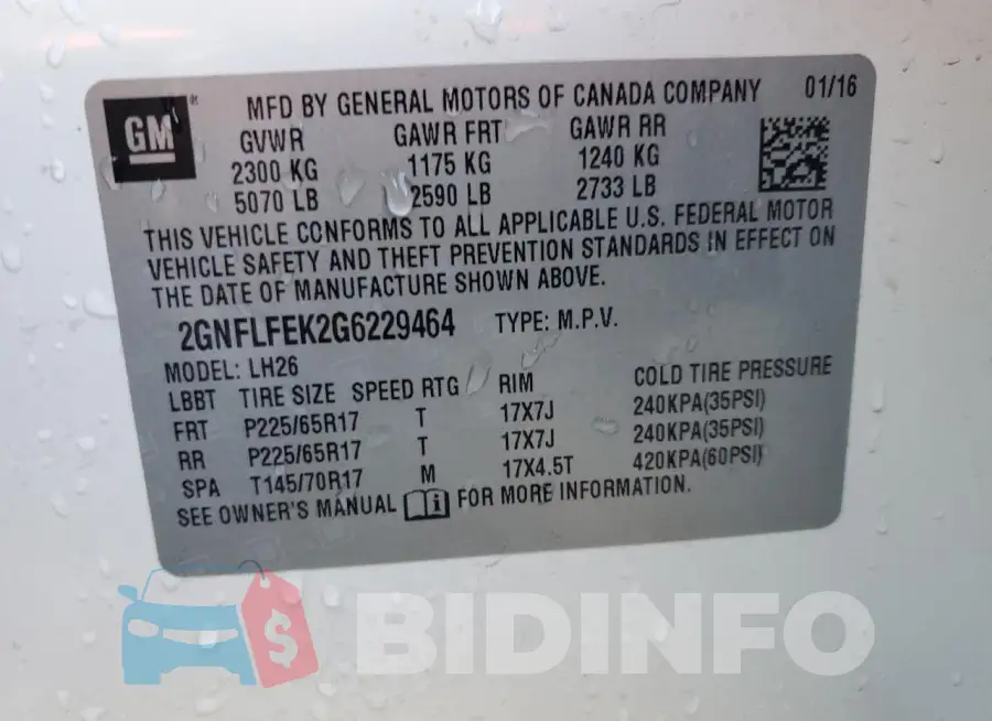 2GNFLFEK2G6229464 Photo# 14