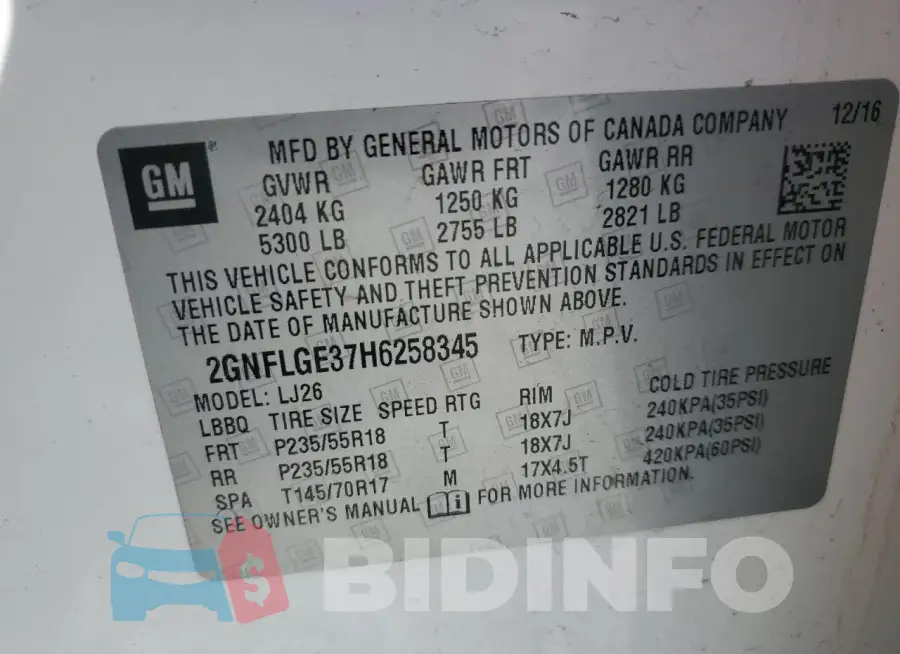 2GNFLGE37H6258345 Photo# 13