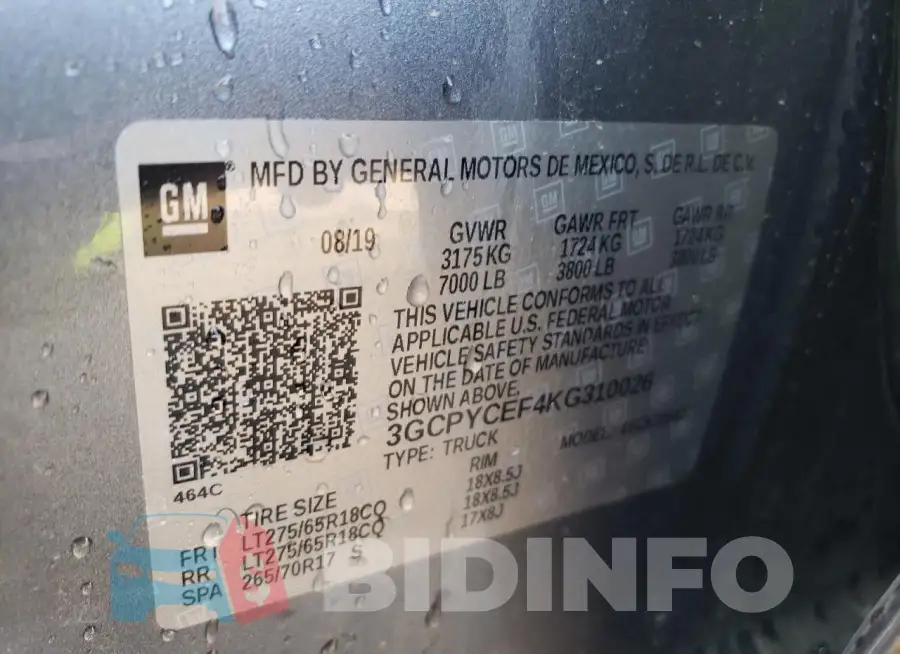 3GCPYCEF4KG310026 Photo# 12