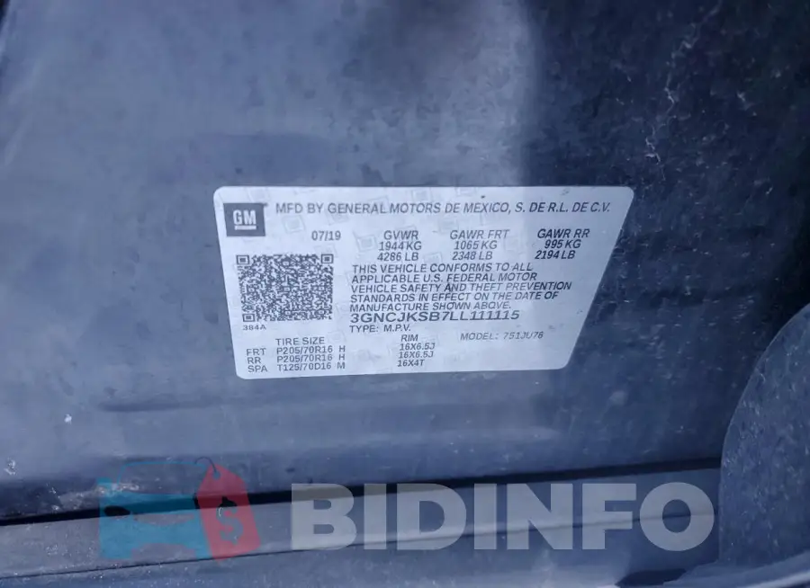 3GNCJKSB7LL111115 Photo# 12