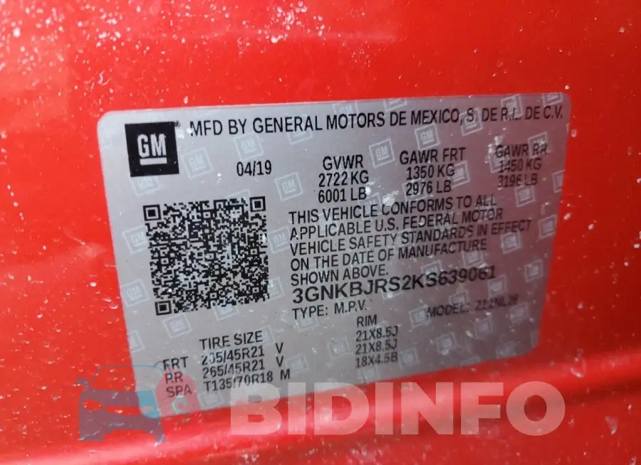 3GNKBJRS2KS639061 Photo# 13