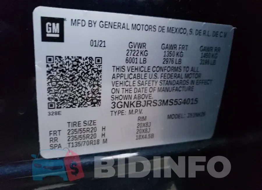 3GNKBJRS3MS534015 Photo# 14